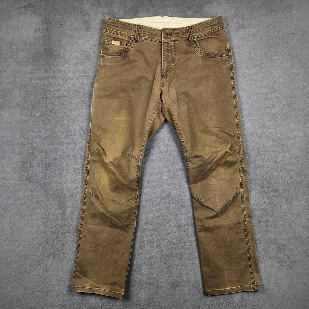 KUHL DEFYR Pants Mens 36x32 Brown Slim Fit Articulated Knee Cotton Canvas 5108